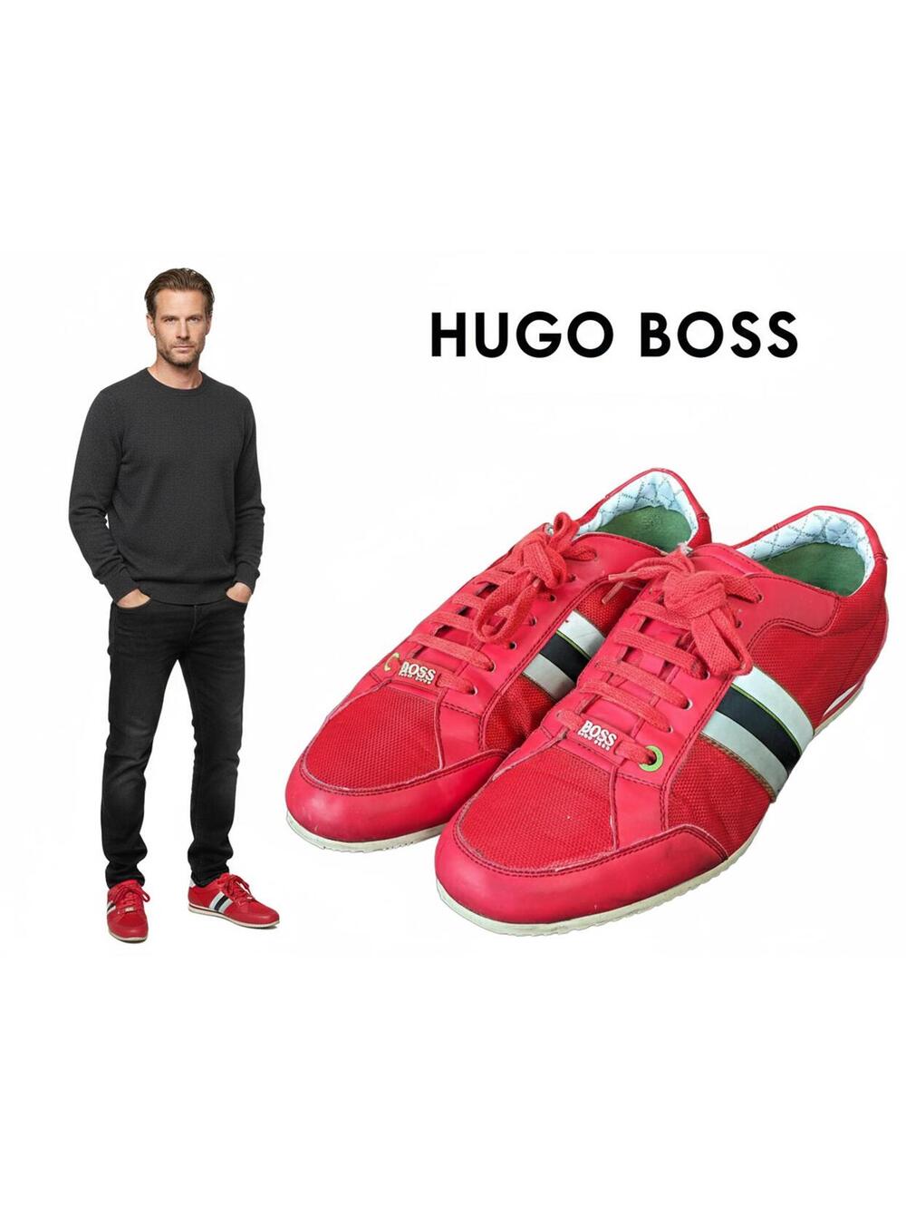 Hugo Boss Men Sneakers China | Red Low Profile Mesh US 9